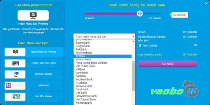 nạp tiền Happyluke chuyển khoản ngân hàng