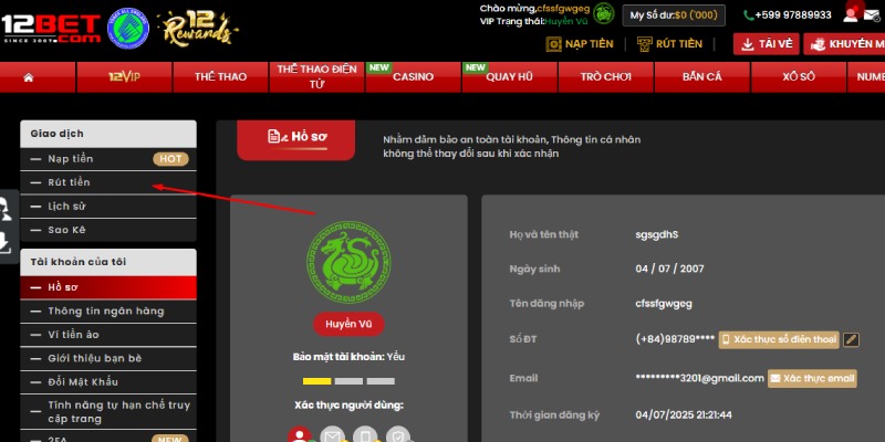 rút tiền 12Bet